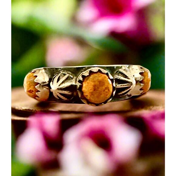 Bumblebee Jasper | Sterling Silver | Band | Ring | Size 7 - Picture 1 of 4